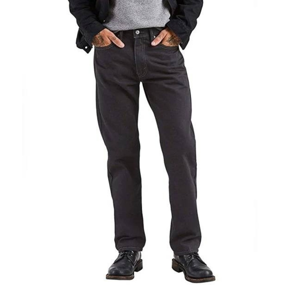 Levi's 505 Black Classic Straight‎ Leg Mens Jeans Cotton Red Tag 36x32